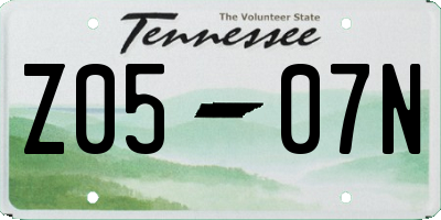 TN license plate Z0507N
