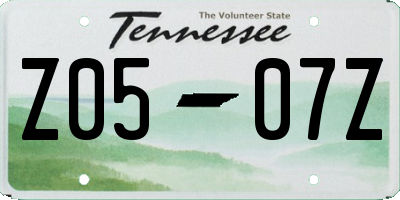 TN license plate Z0507Z