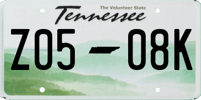 TN license plate Z0508K