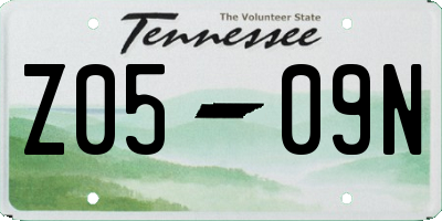 TN license plate Z0509N