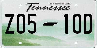 TN license plate Z0510D