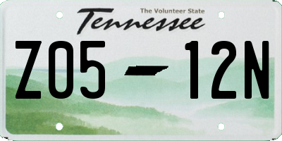 TN license plate Z0512N