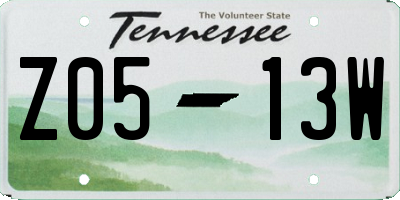 TN license plate Z0513W