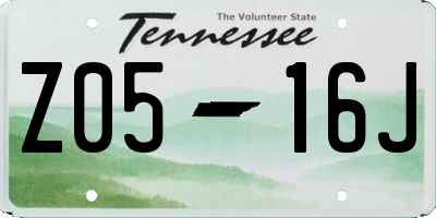 TN license plate Z0516J