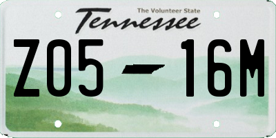 TN license plate Z0516M
