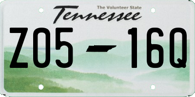 TN license plate Z0516Q