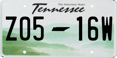 TN license plate Z0516W