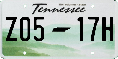 TN license plate Z0517H