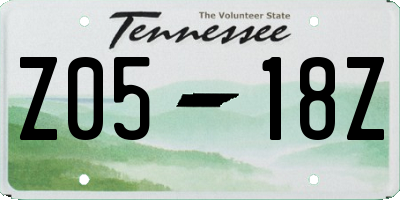 TN license plate Z0518Z