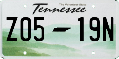 TN license plate Z0519N