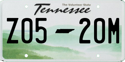 TN license plate Z0520M