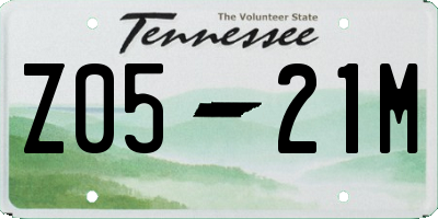 TN license plate Z0521M