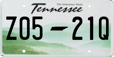 TN license plate Z0521Q