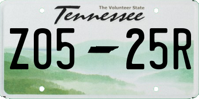 TN license plate Z0525R