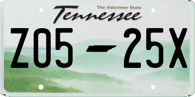 TN license plate Z0525X