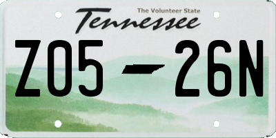 TN license plate Z0526N