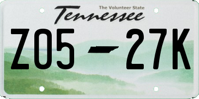 TN license plate Z0527K