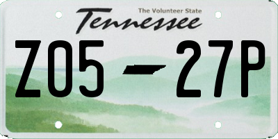 TN license plate Z0527P