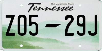 TN license plate Z0529J