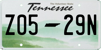 TN license plate Z0529N