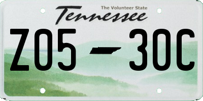 TN license plate Z0530C