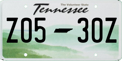 TN license plate Z0530Z