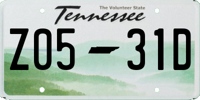 TN license plate Z0531D
