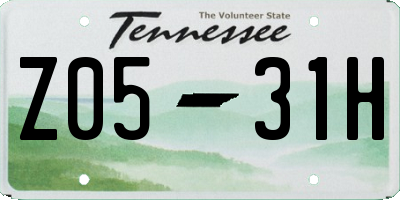 TN license plate Z0531H