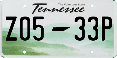 TN license plate Z0533P
