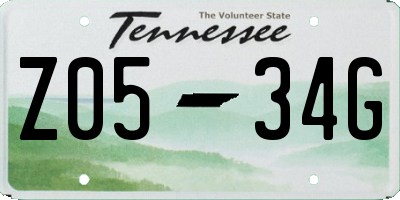 TN license plate Z0534G
