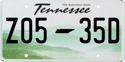 TN license plate Z0535D