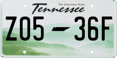 TN license plate Z0536F