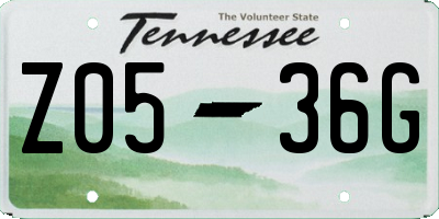 TN license plate Z0536G