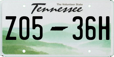 TN license plate Z0536H