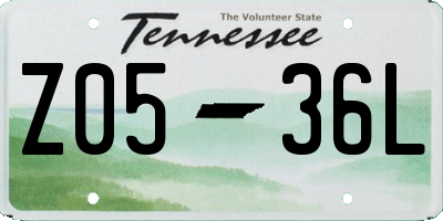 TN license plate Z0536L