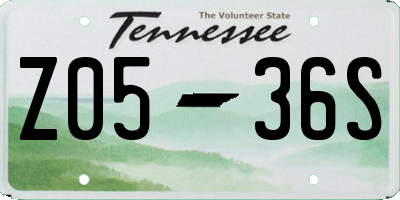 TN license plate Z0536S