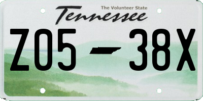 TN license plate Z0538X