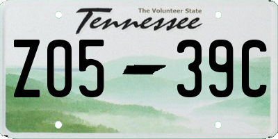 TN license plate Z0539C
