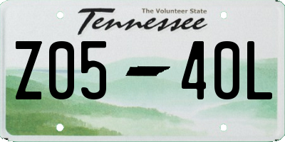 TN license plate Z0540L