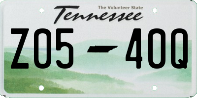 TN license plate Z0540Q