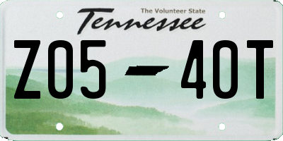 TN license plate Z0540T