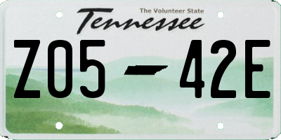TN license plate Z0542E