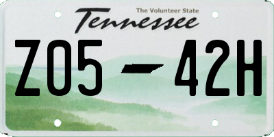 TN license plate Z0542H