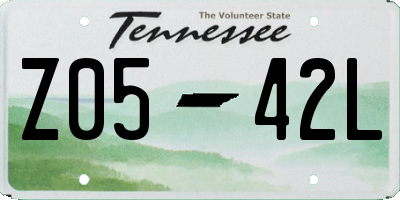 TN license plate Z0542L