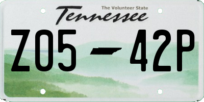 TN license plate Z0542P