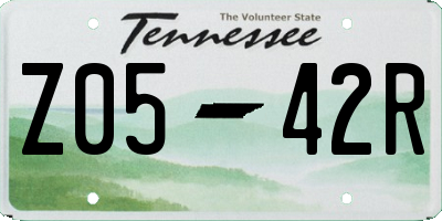 TN license plate Z0542R