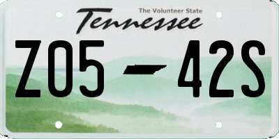 TN license plate Z0542S