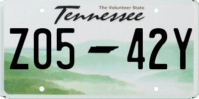 TN license plate Z0542Y