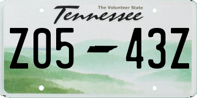 TN license plate Z0543Z