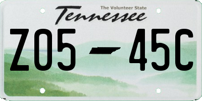 TN license plate Z0545C